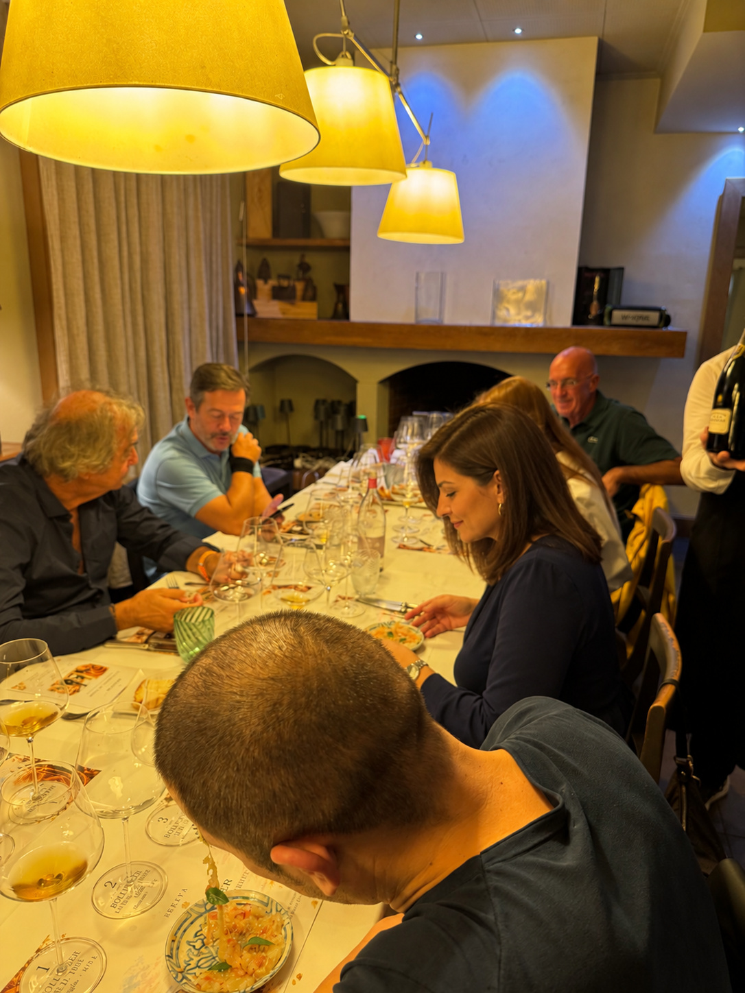 The lights and atmosphere of the private dining room.