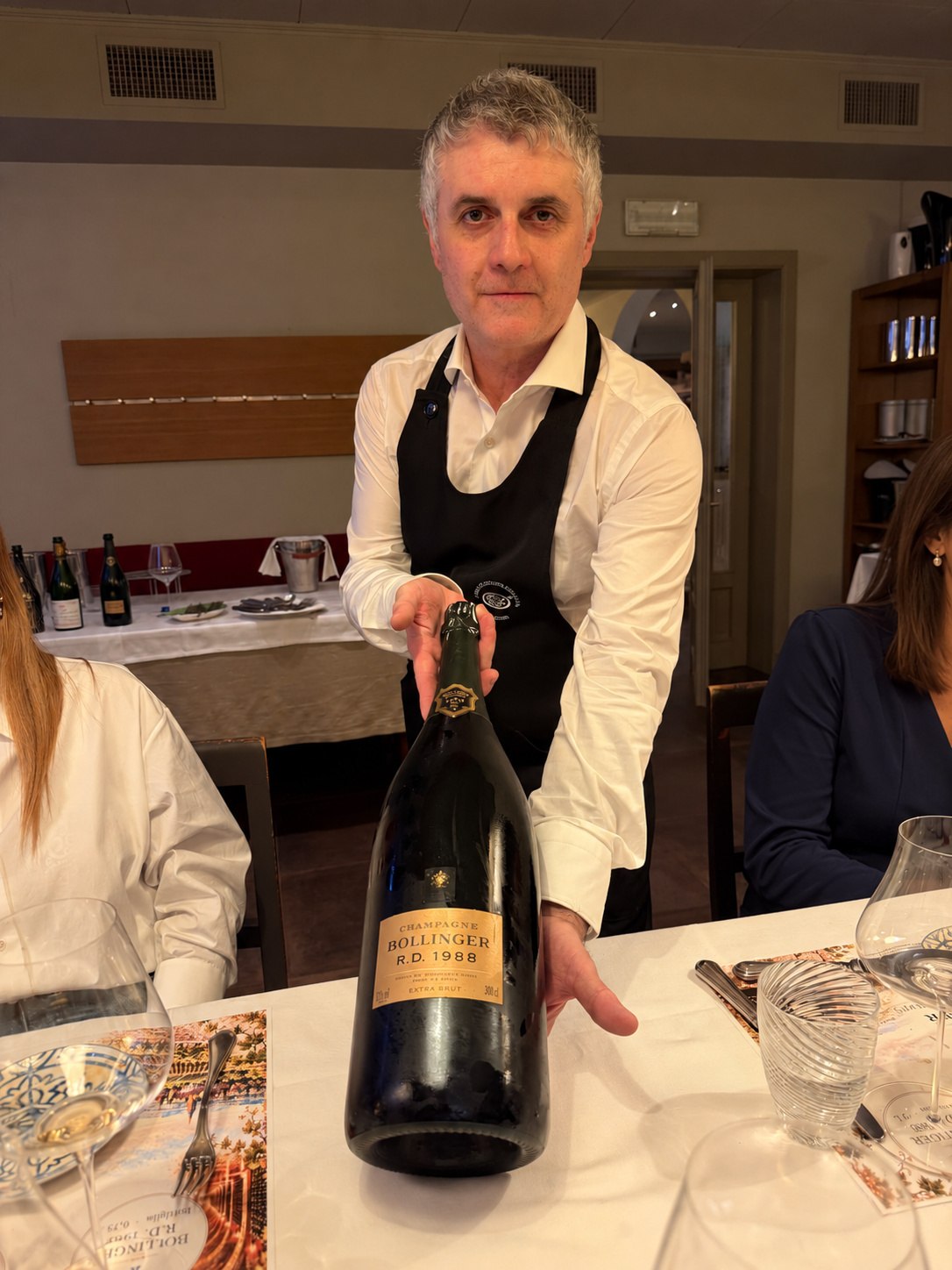 Dante with Bollinger R.D. 1988 in its 3-litre Jeroboam.