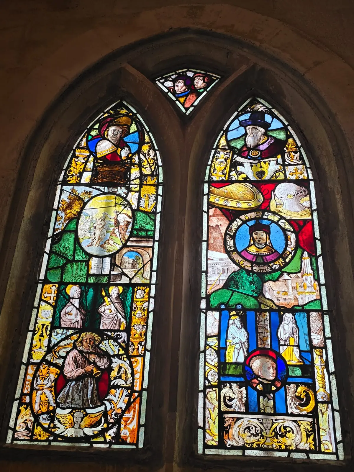 The large stained-glass window in the chapel at La Mission Haut-Brion