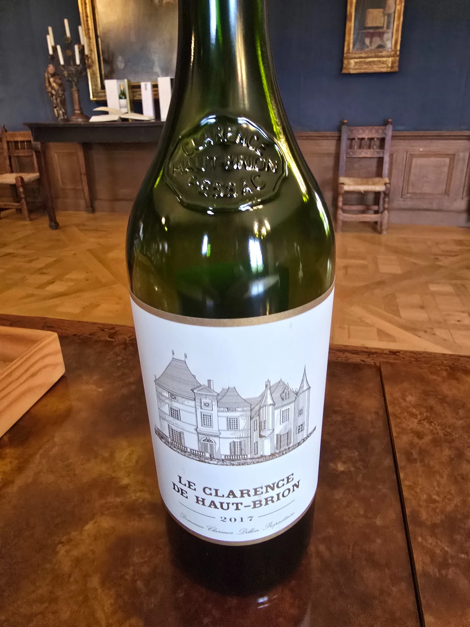 Bottle of Le Clarence de Haut-Brion 2017 presented during the tasting