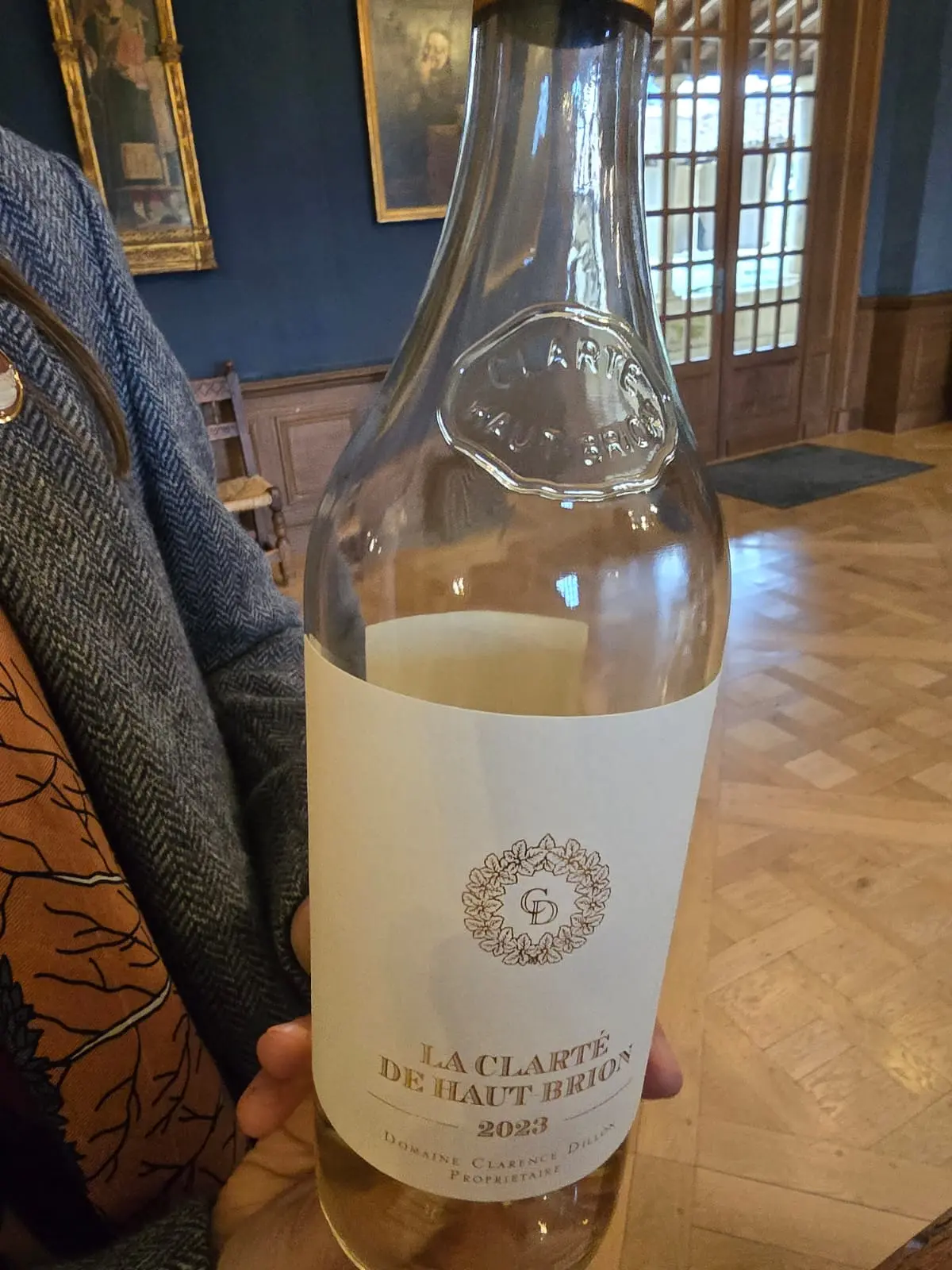 Bottle of La Clarté de Haut-Brion 2023 presented during the tasting