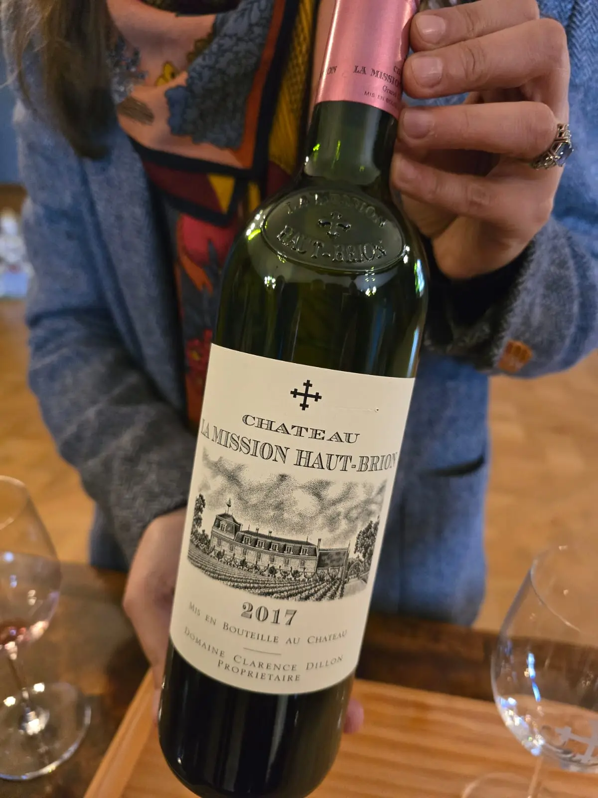 Bottle of Château La Mission Haut-Brion 2017 presented during the tasting