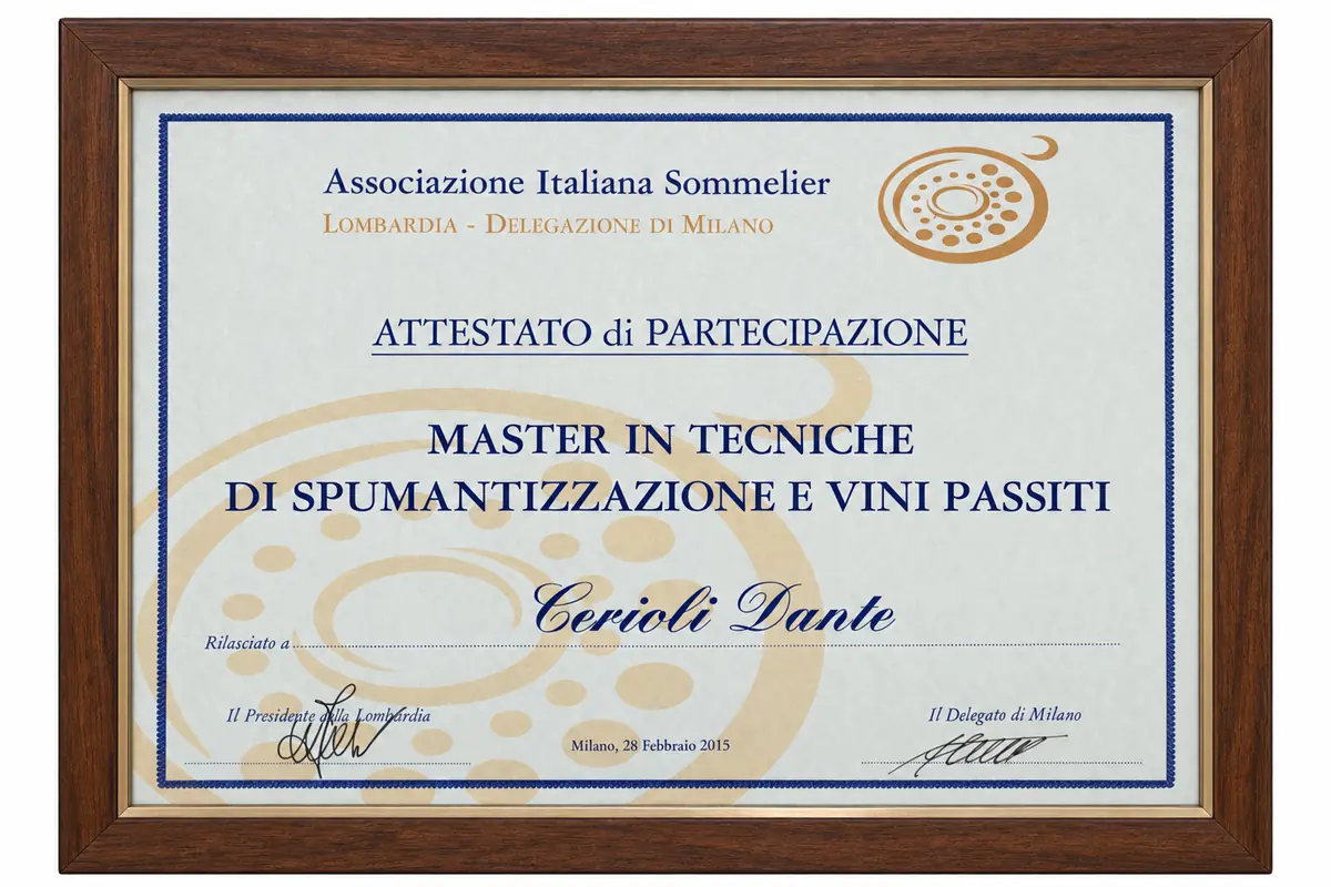 Master in Sparkling-Wine Production Techniques and Passito Wines — Milan · 28 February 2015 — Dante Cerioli